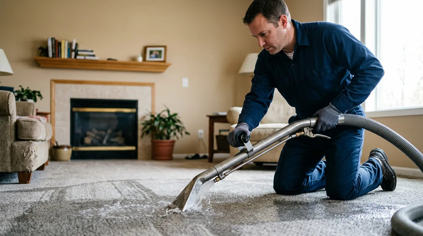 Water damage restoration technician working near Hughes, AK